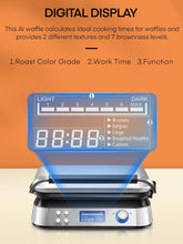 Smart Waffle Maker 1600W – Digital Display, 7 Browning Levels, 5 Presets, Non-Stick, Family Size, Timer & Alerts – Silver